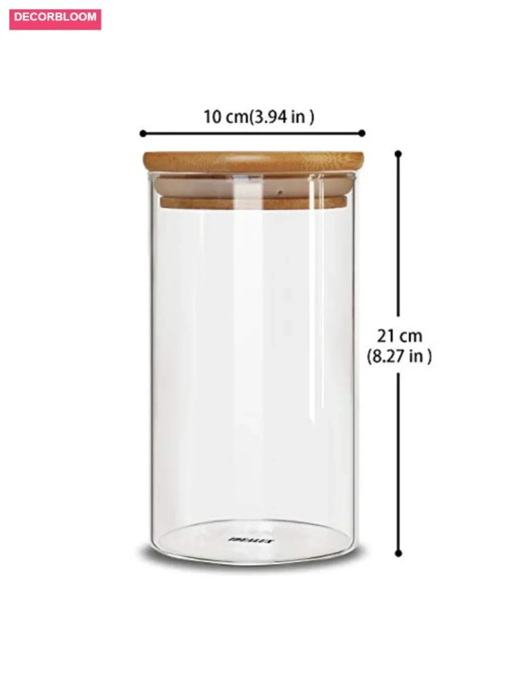 Set of 2 Borosilicate Glass Food Storage Jars with Wooden Lids, 48oz Airtight